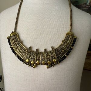 Vintage 1969 Antique Bronze Collar Gold and Black Necklace